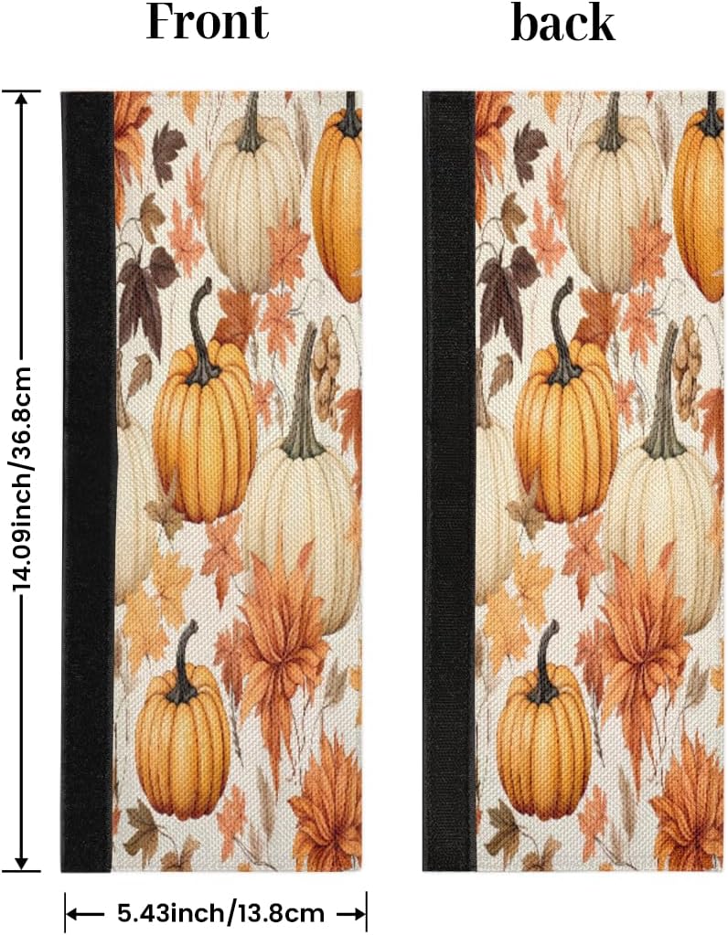 DXTKWL Fall Pumpkin Maple Leaves Refrigerator Door Handle Covers Set of 2 Kitchen Appliance Handle Covers Protector for Fridge Microwave Stove Oven Dishwasher - Image 1
